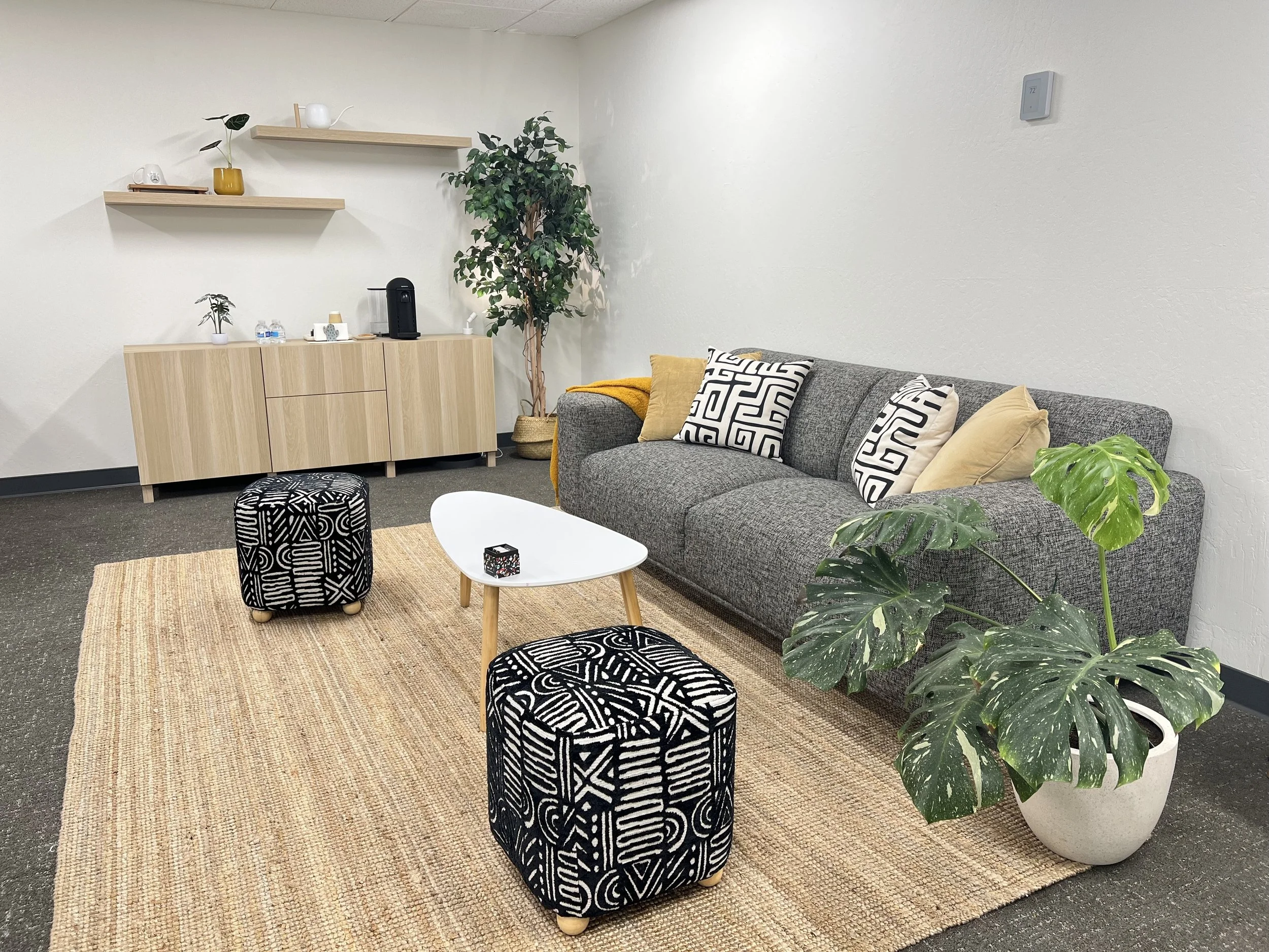 Inviting waiting area at Lumi Therapy Group in San Jose, California