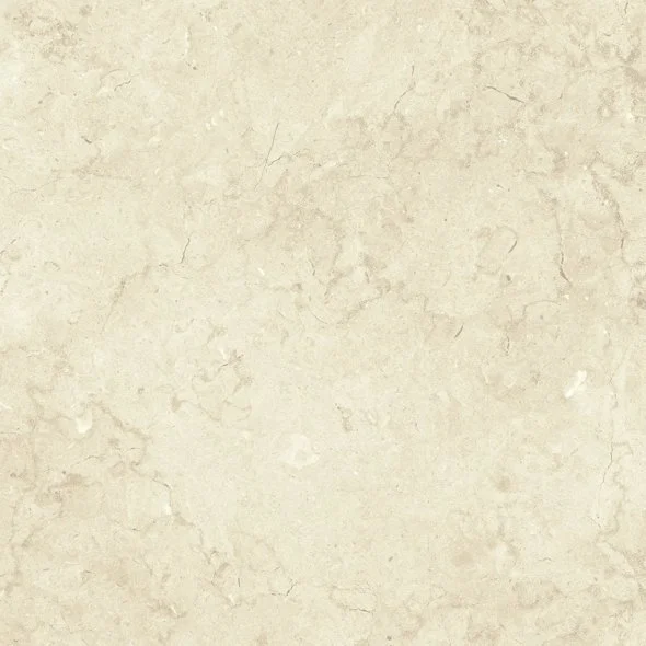 Close-up of beige marble surface with natural veining and cracks.
