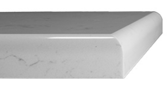 Close-up of a white marble countertop edge