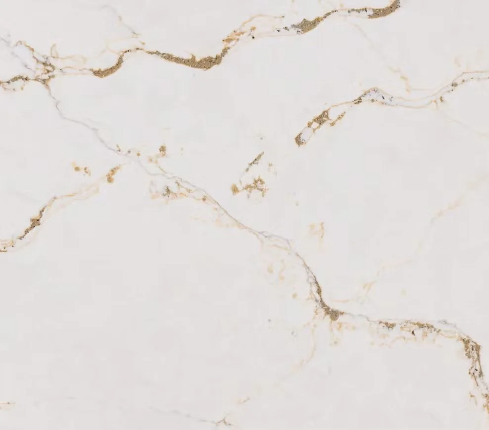 Close-up of white marble surface with light brown and gray veining.