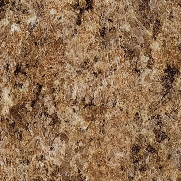 Close-up photo of a speckled brown granite countertop surface.