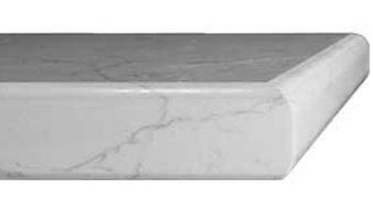 Close-up of a marble table edge with white and gray veining