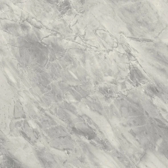 Close-up view of a gray marble surface with natural veining.