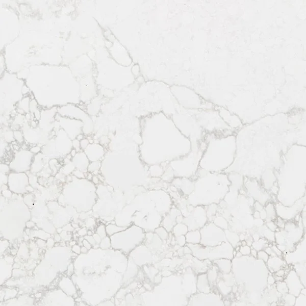 White marble surface with gray veining.