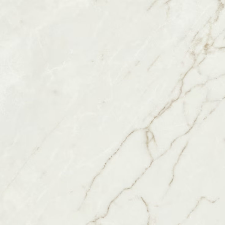 Close-up of white marble with light brown veining.