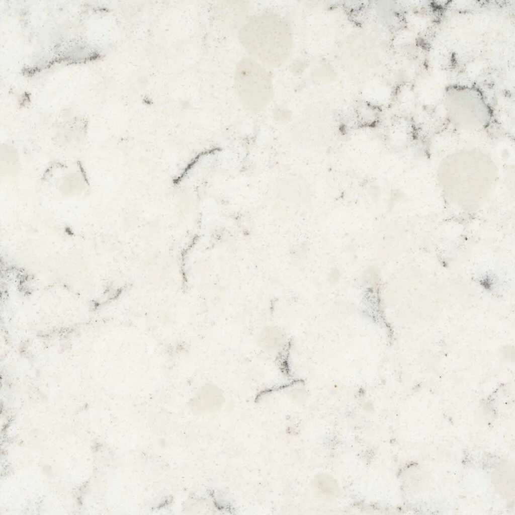 Close-up of white marble surface with gray veining.