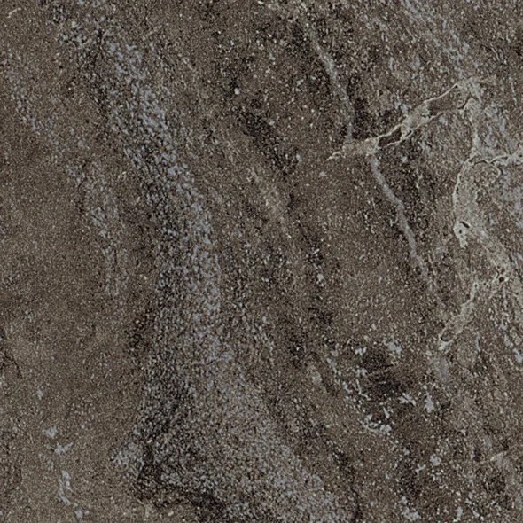 Close-up of a textured brown surface with white streaks and small particles.