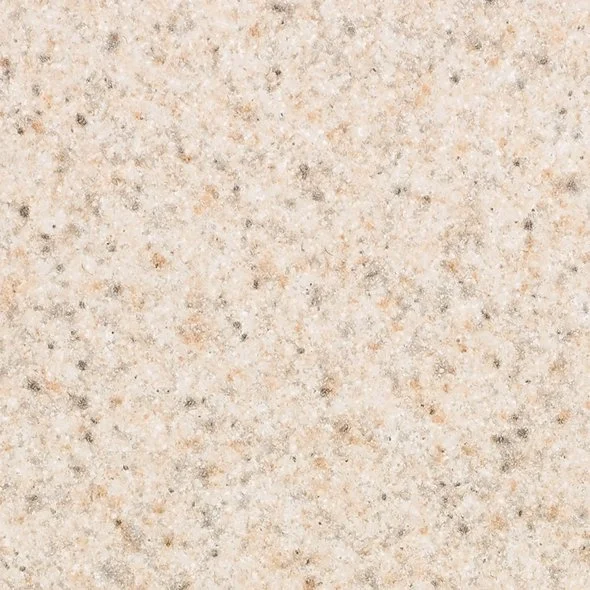Close-up of a beige, speckled granite countertop surface.