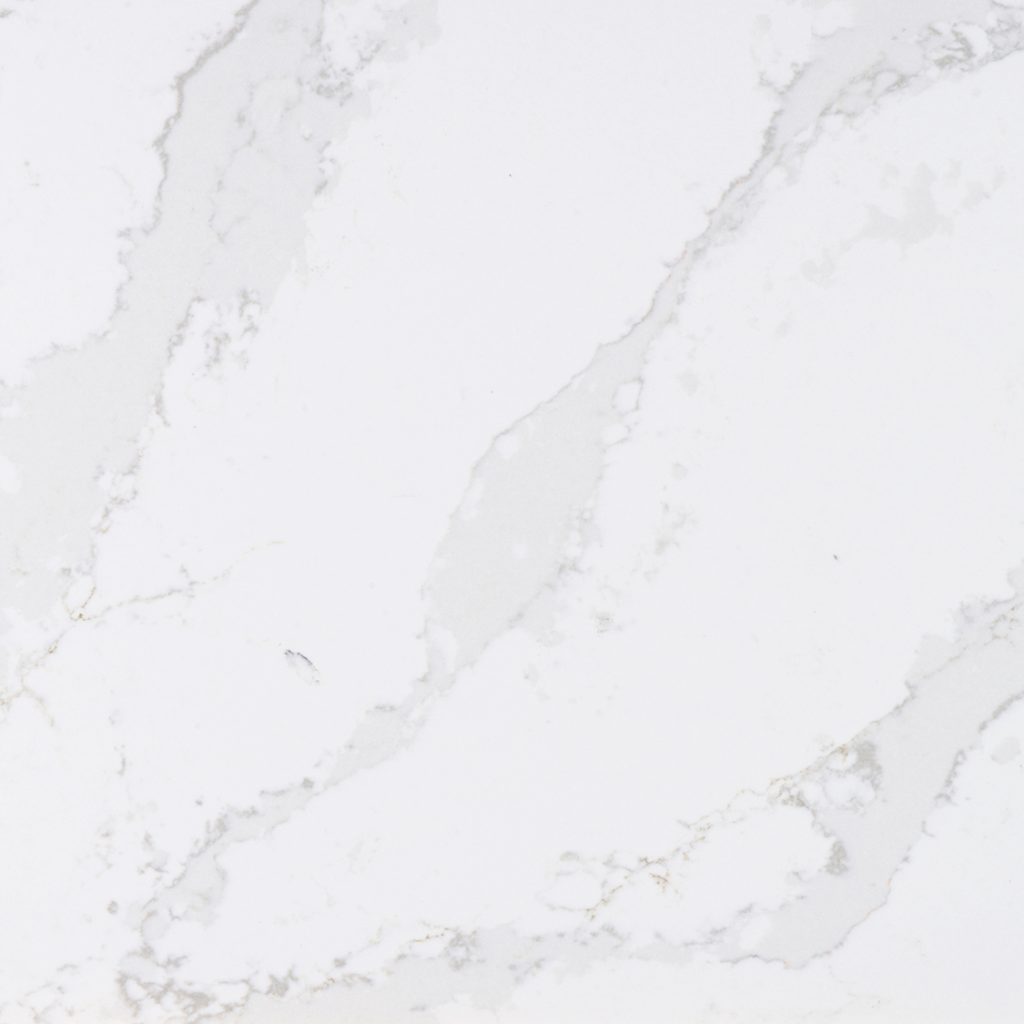 Close-up of white marble surface with gray veining.