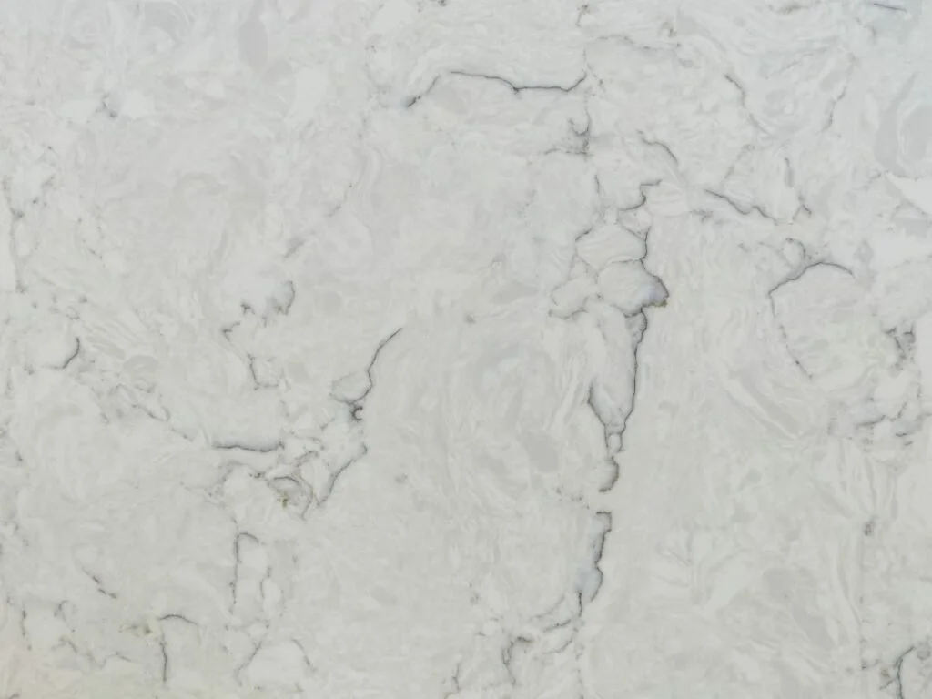 Close-up of a white marble surface with gray veining.