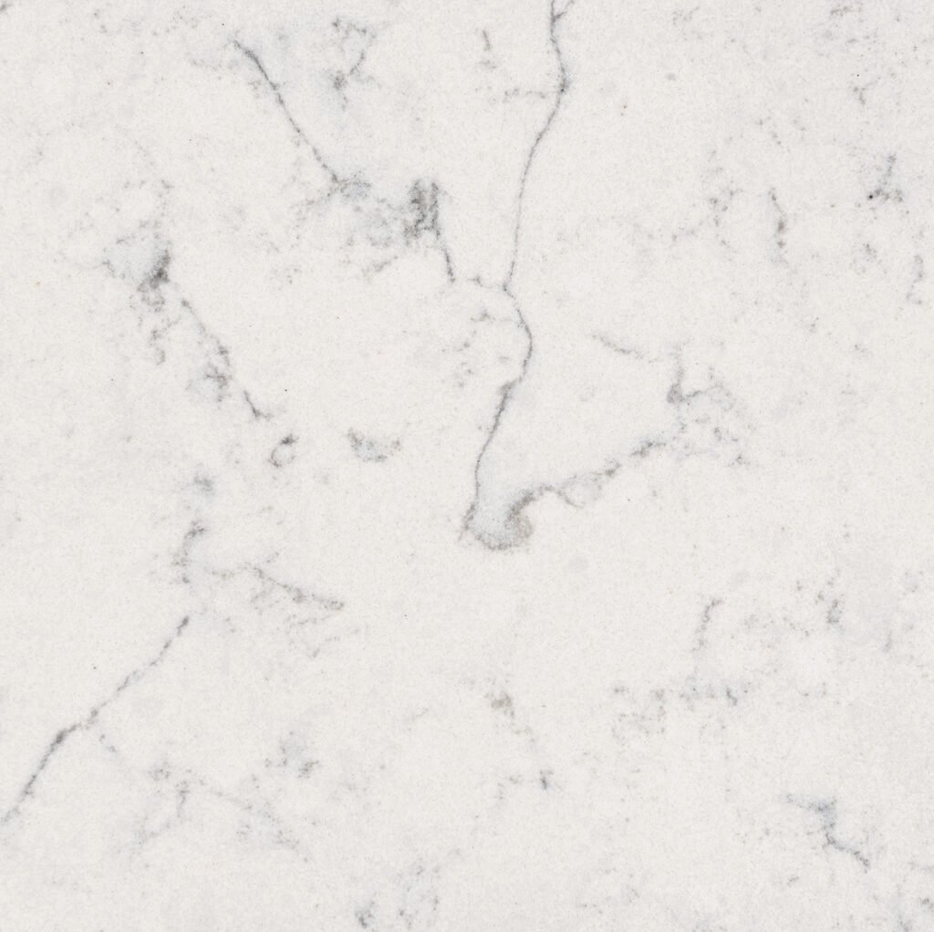 Close-up of a white marble surface with gray veining.