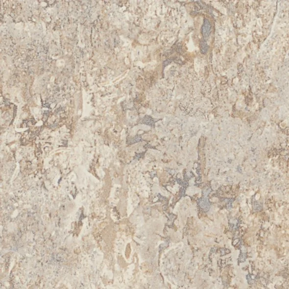 Close-up of a beige and light brown textured stone surface, possibly a tile or countertop.