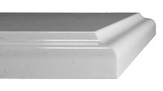 Close-up of a white baseboard molding.