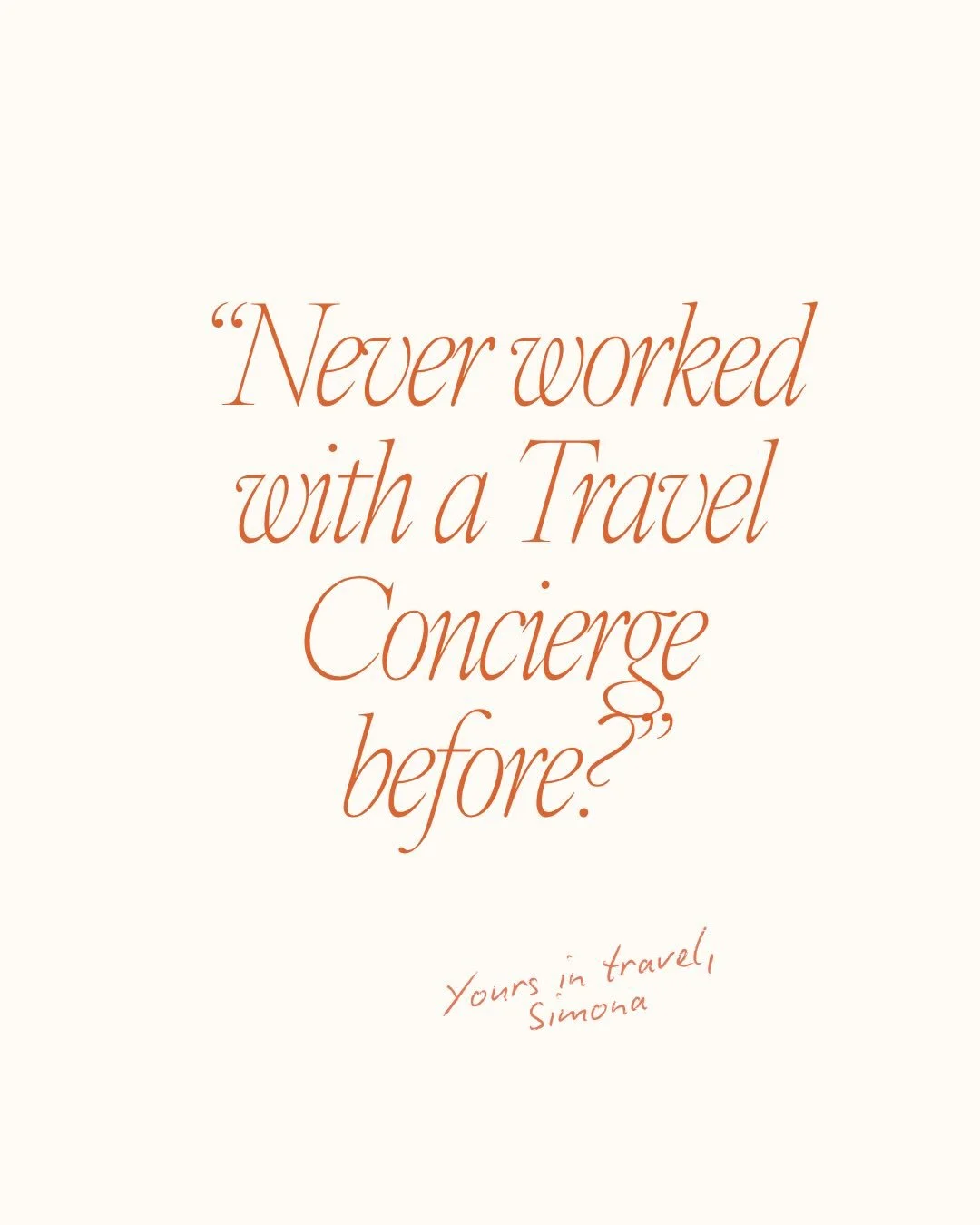 So&hellip; what does working with a travel concierge actually look like? 

Think less stress, more &ldquo;everything just flows.&rdquo;

We start with a quick call&mdash;get clear on your vibe, your pace, your kind of luxury. Then I come back with a 
