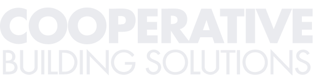 Text graphic with the words "COOPERATIVE BUILDING SOLUTIONS" in bold white font on a black background.