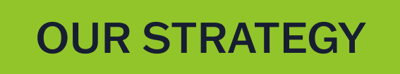 A green banner with the words 'OUR STRATEGY' in bold black letters.