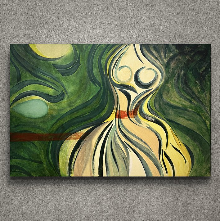 Title: Summer grreen. Format: 90x60cm, Acrylic on canvas. Price: Ex. freight and 5% art tax, NOK 8100,-