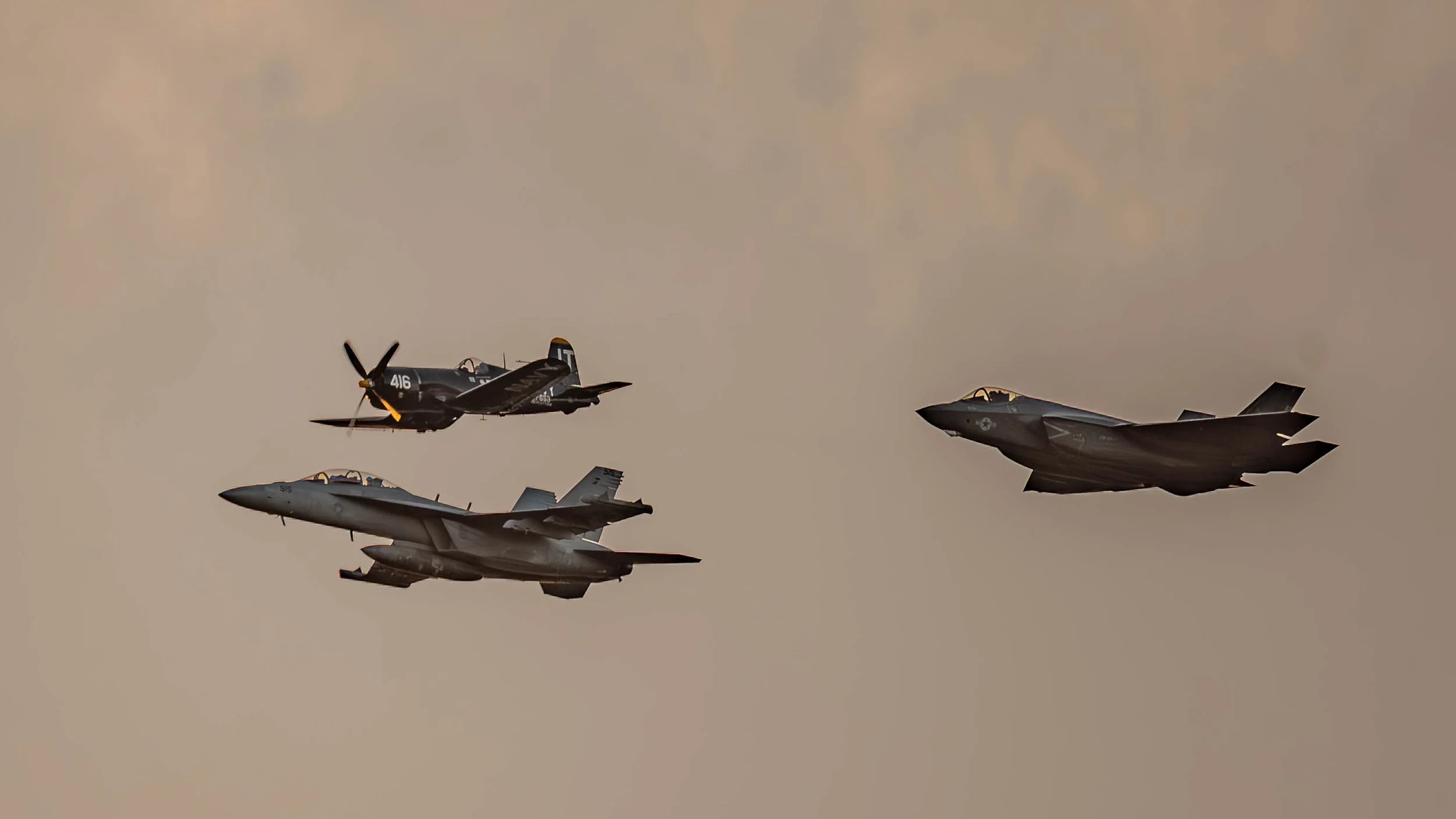 US Navy Legacy Flight - Growler, Corsair, Lightning 2