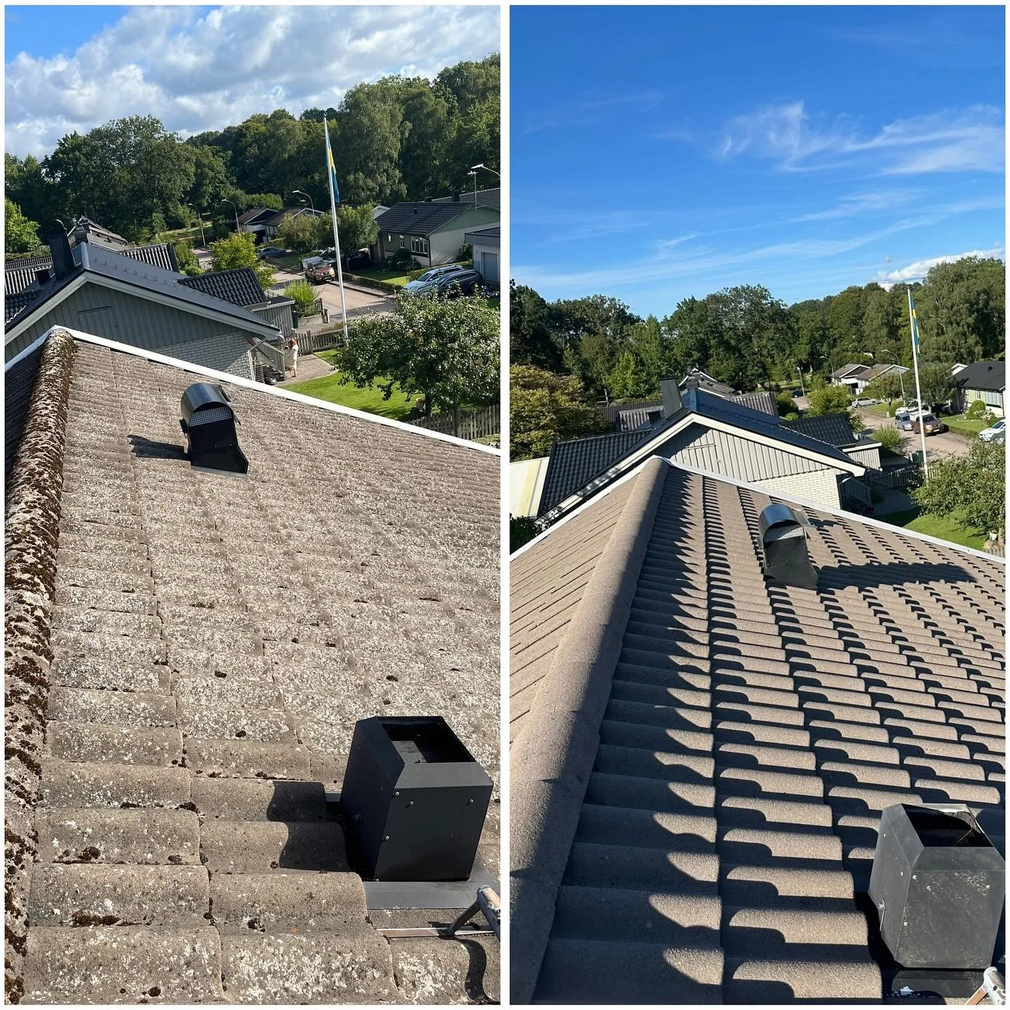 Tak rengjort och impregnerat med Klar Yta, det g&ouml;mmer dig trots allt ett fint tak under mossan😁🌱🌱