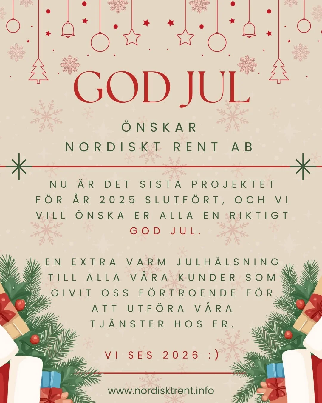 God Jul &ouml;nskar teamet p&aring; Nordiskt Rent AB!!🎄🎅🎄