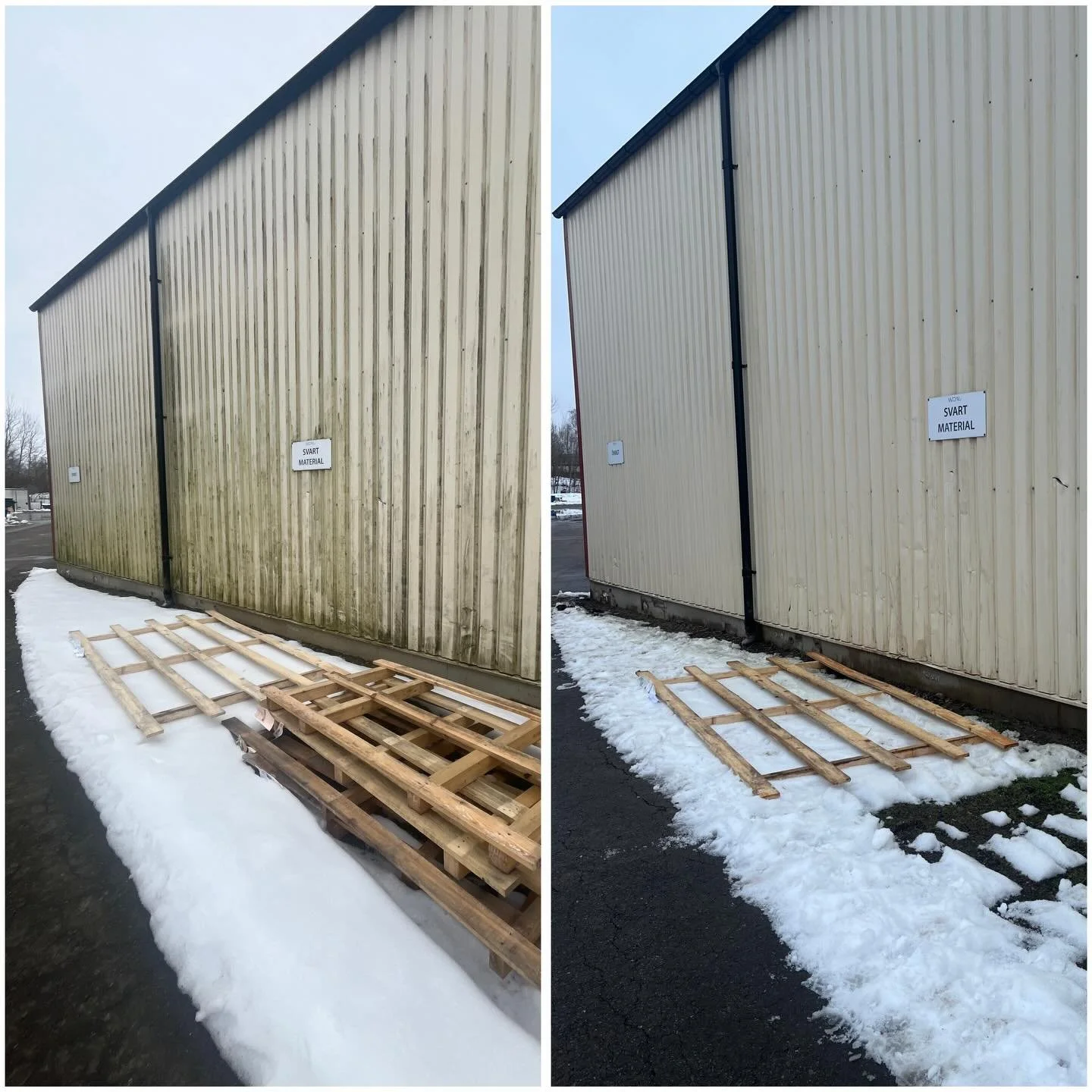 Minusgraderna b&ouml;rjar f&ouml;rsvinna och vi &auml;r ig&aring;ng med &aring;rets f&ouml;rsta jobb 😊🙌

Vi tackar Widal Industri AB f&ouml;r f&ouml;rtroendet att reng&ouml;ra deras fasad, vilken otrolig skillnad det blev!!