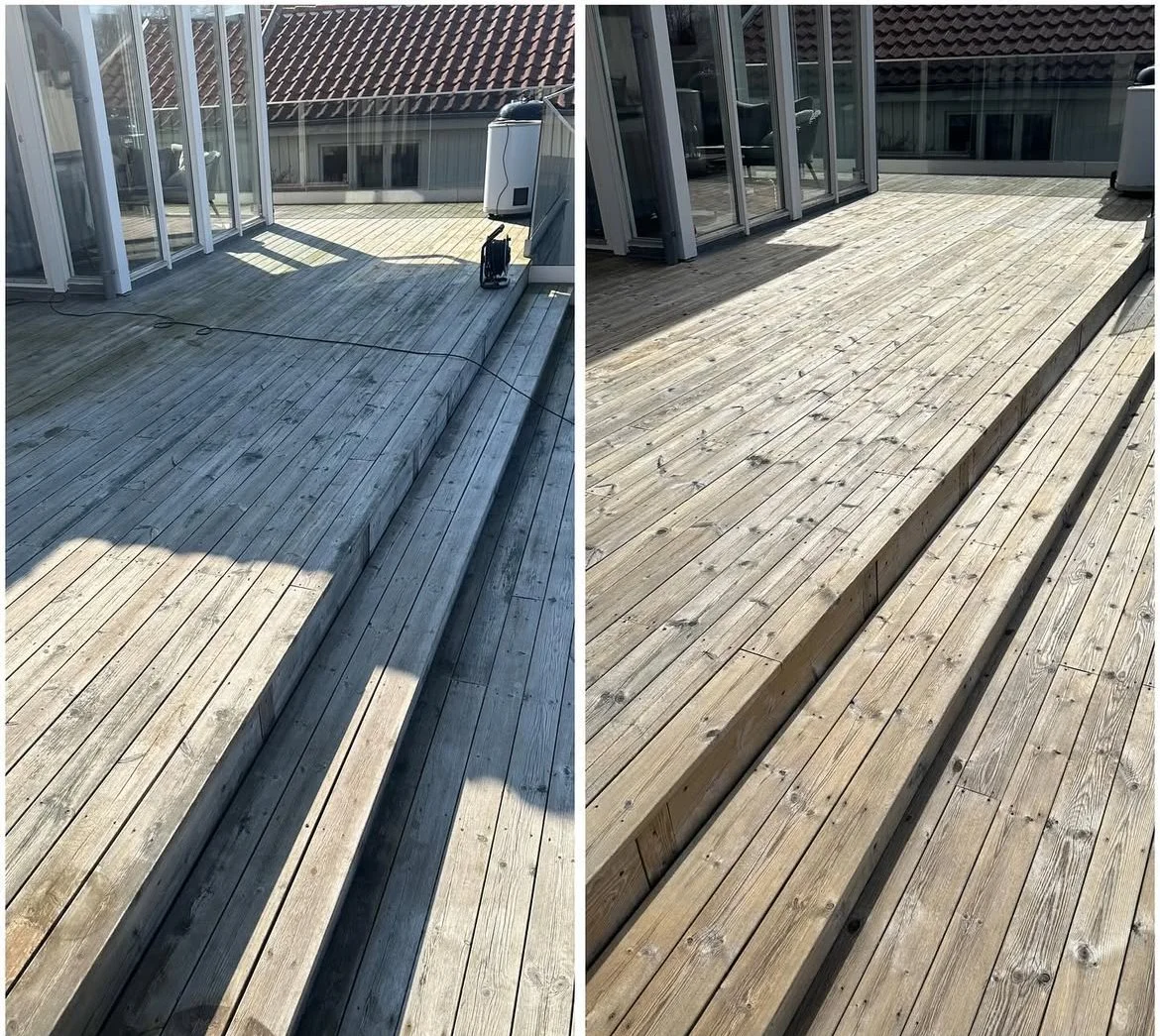 Tralltvätt – smutsig trall rengjord och återställd till fräsch yta av Nordiskt Rent AB