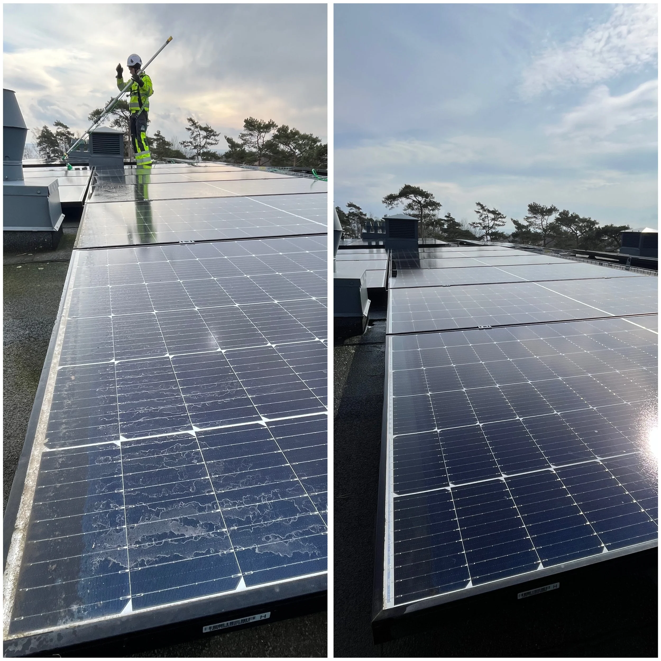 Nordiskt Rent AB tvättar solceller på en bostadsrättsförening