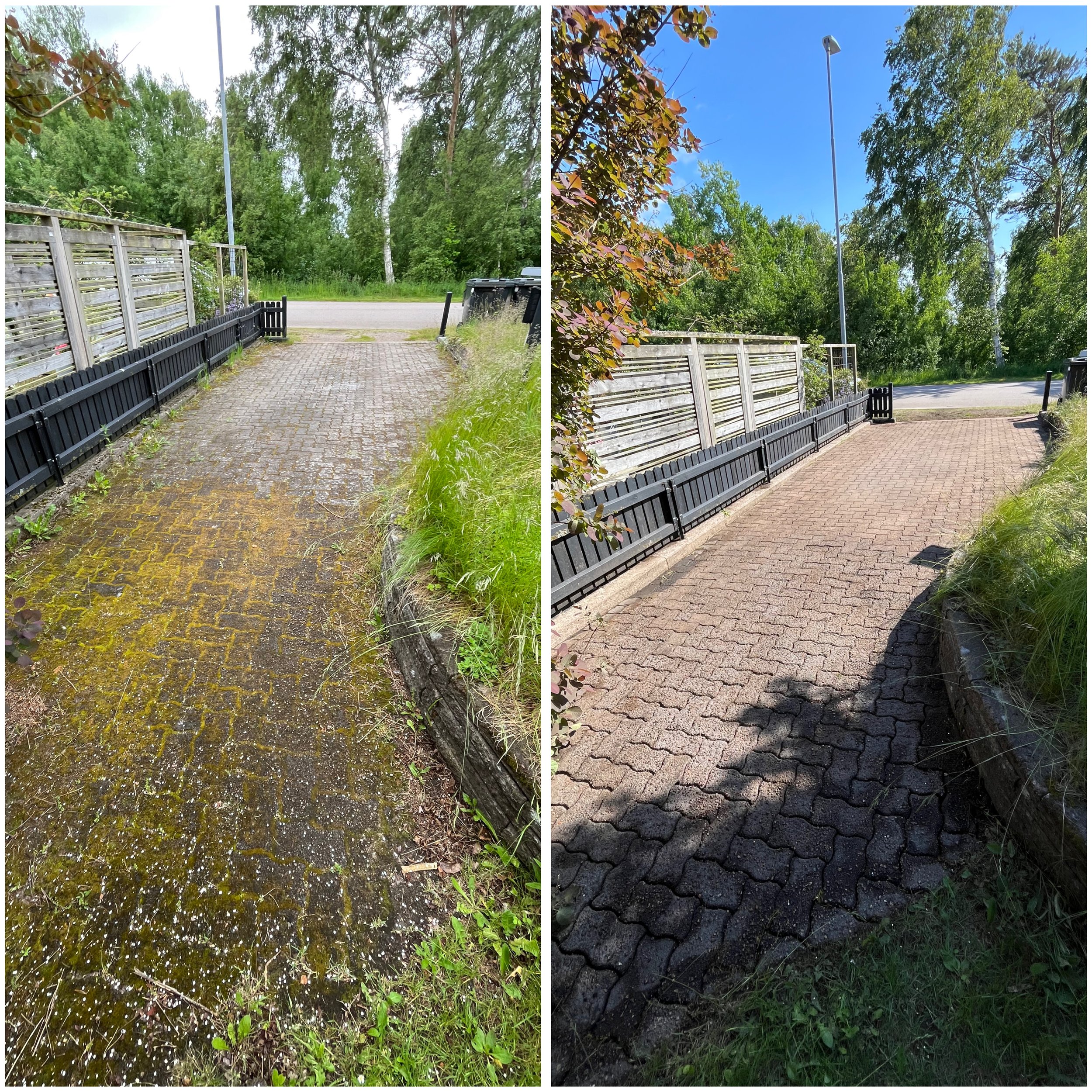Stentvätt – stenbeläggning rengjord från mossa och smuts av Nordiskt Rent AB
