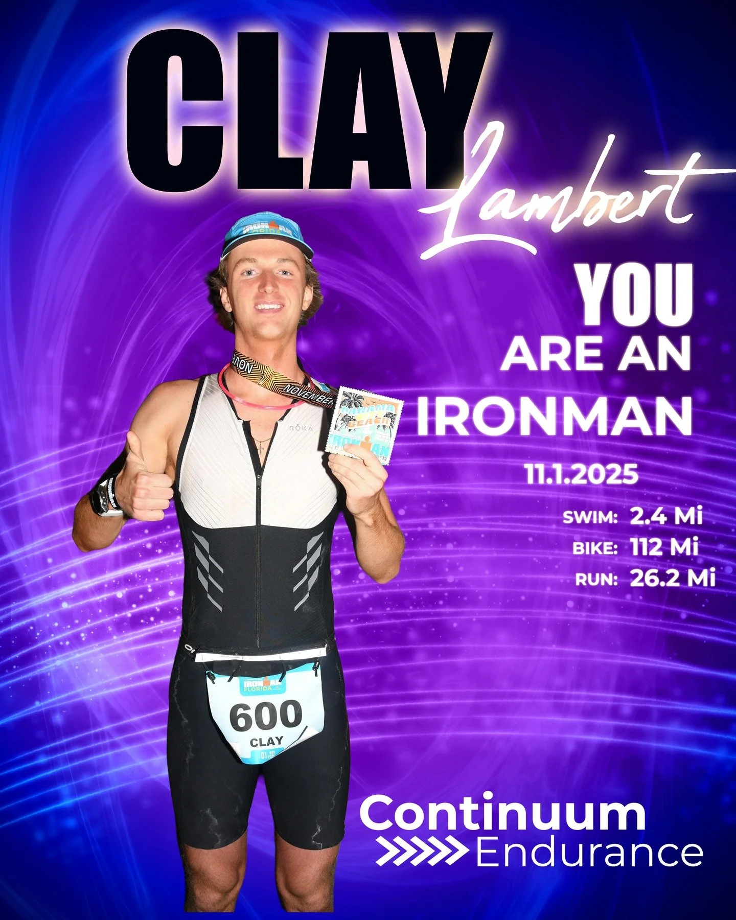 📍Panama City Beach, FL
📆 November 1st, 2025
🏁 140.6 miles DONE!

At 23, Clay didn&rsquo;t just toe the line of his first full @ironmantri race&mdash;he owned it.

He balanced college classes, intensive training, recovery, exams, more training, as 