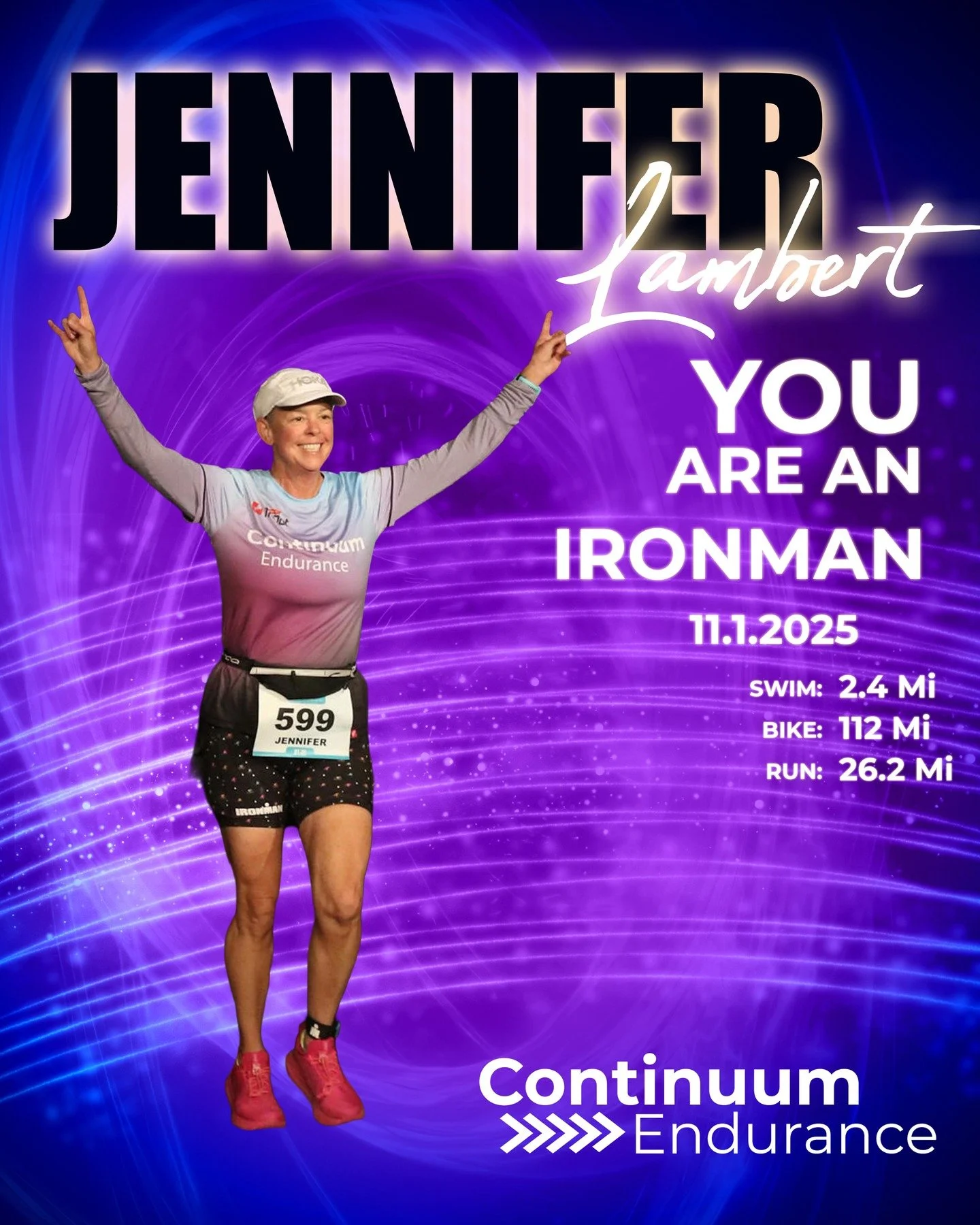 📍Florida IRONMAN
📆 November 1st, 2025
🏁 140.6 miles. Conquered.

Jennifer didn&rsquo;t &ldquo;ease into&rdquo; triathlon. She launched herself straight in&mdash;with three IRONMAN 70.3 races in 12 months (Waco, Hawaii, Tri-Cities)&hellip; and capp