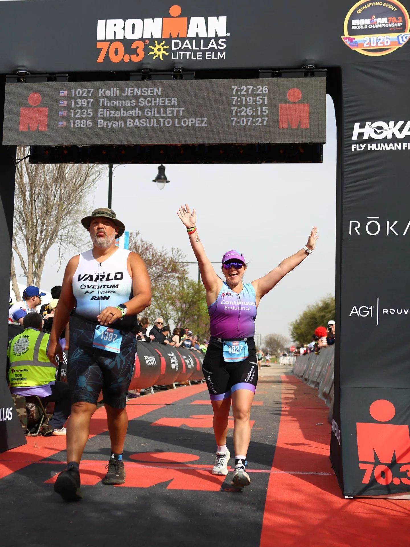 @kellijensen finished IRONMAN Little Elm 70.3 Sunday in style! Swim was cancelled due to high winds. The same winds that would make for an extremely difficult bike leg.  She crashed on the bike, got back up and with the help of a fellow competitor fi