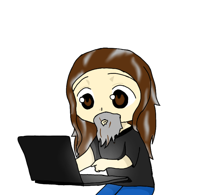 An attempt at making Computer Jesus look cutesy including Computer Jesus's laptop.