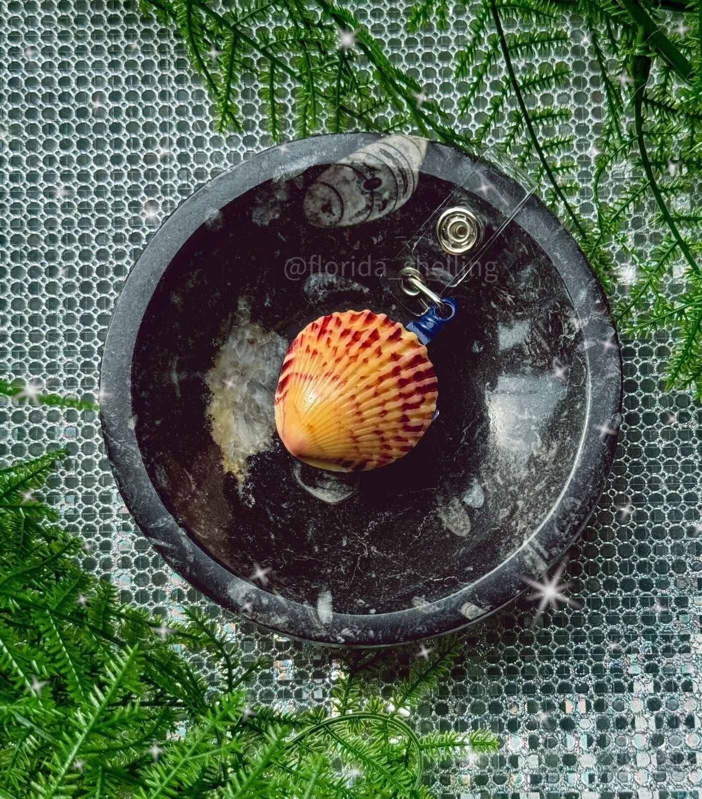 1 Retractable Florida Calico Scallop Nurse/School Shirt Badge Holder