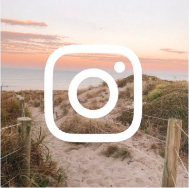 Beach pathway with sand dunes and grassy areas leading to the ocean at sunset