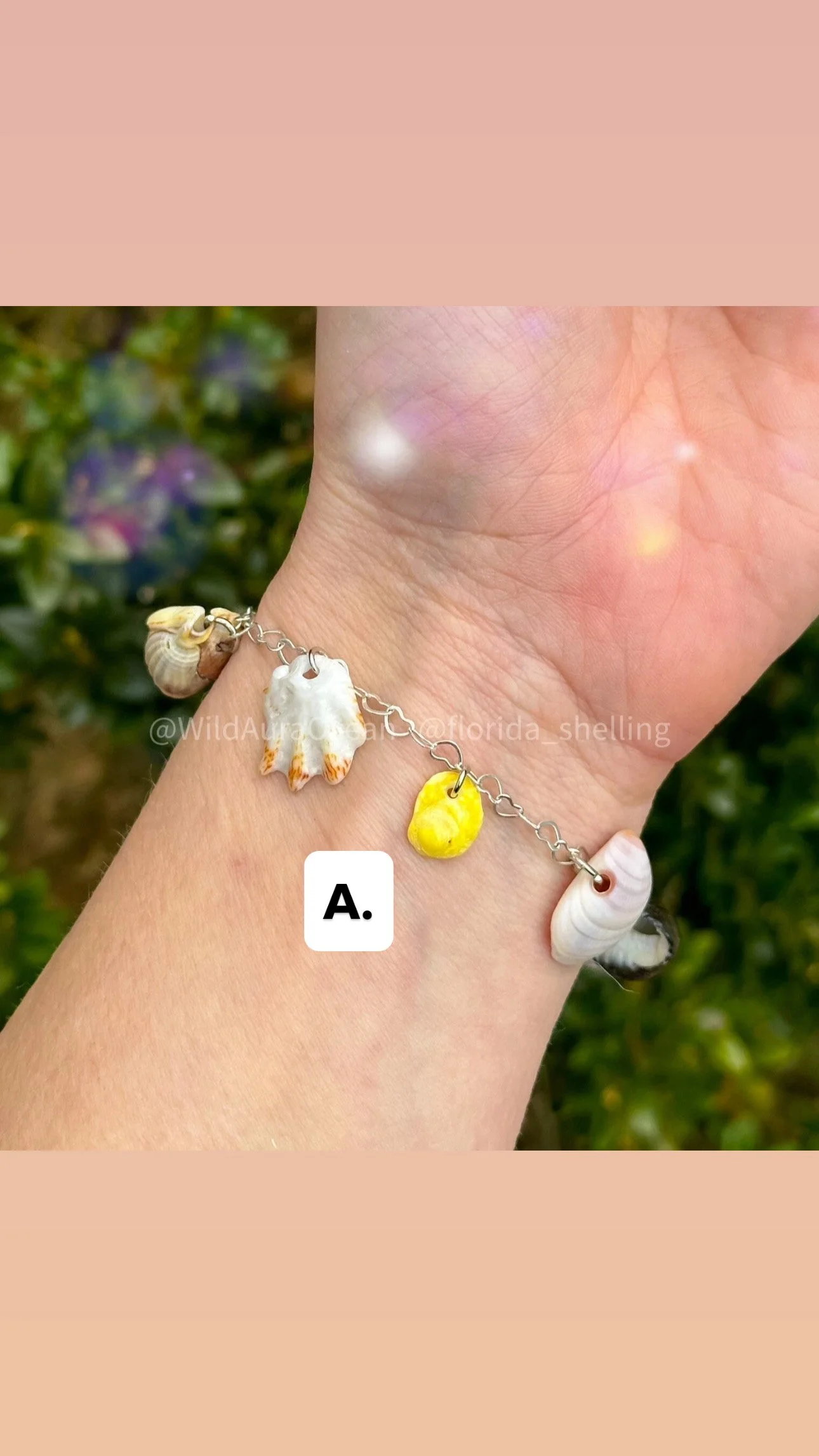 Silver Heart Seashell Charm Bracelet / Anklet