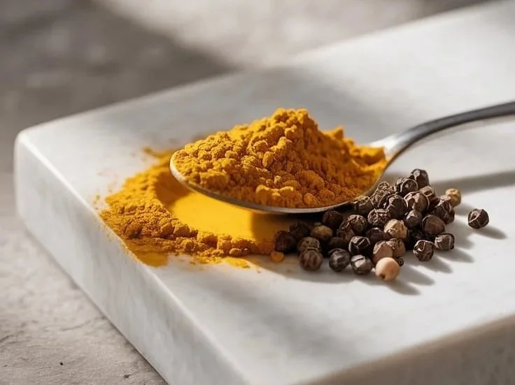 Kurkuma & schwarzer Pfeffer - symbolisch für Zutaten für Hormonbalance