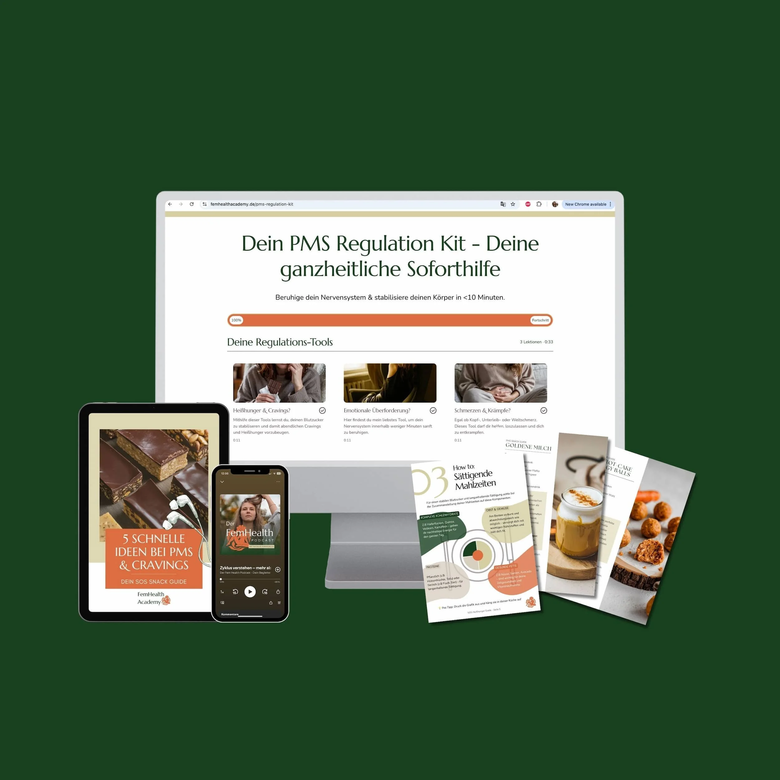 Mock Up vom PMS Regulation Kit - sanfte Soforthilfe bei Überforderung, Cravings & Schmerzen