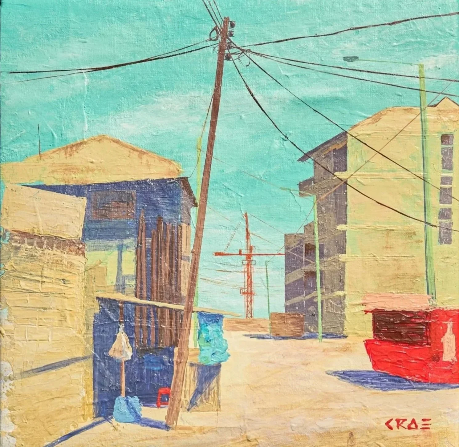 A time has come, 2025. Acrylics on canvas. 23 x 22 cm. Framed