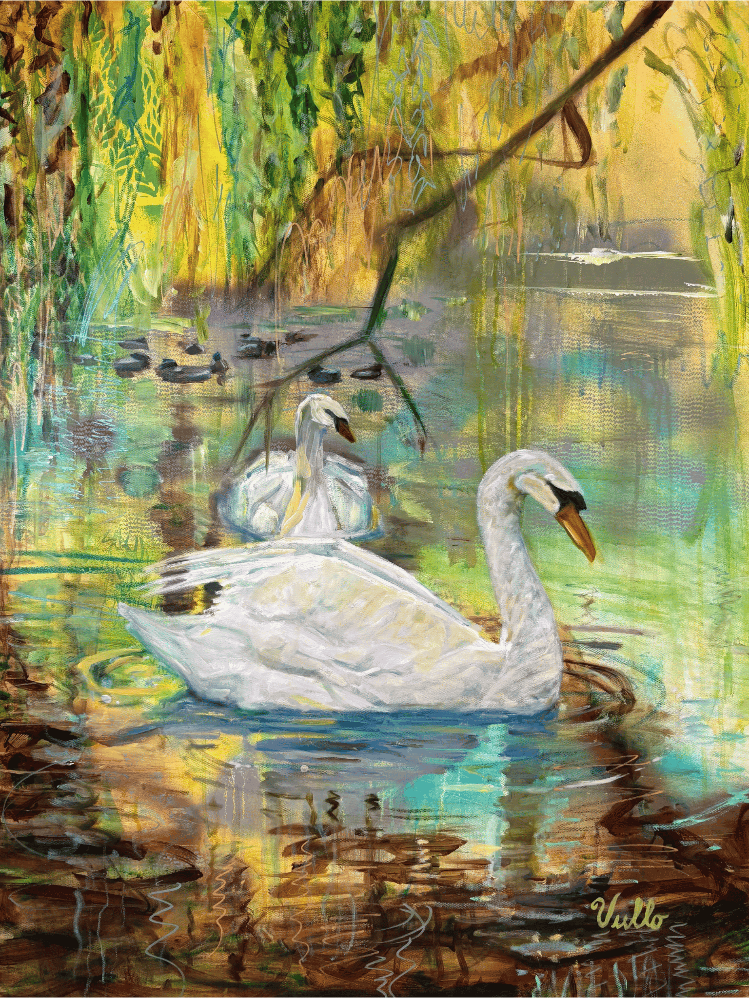 Swans in Golden Light