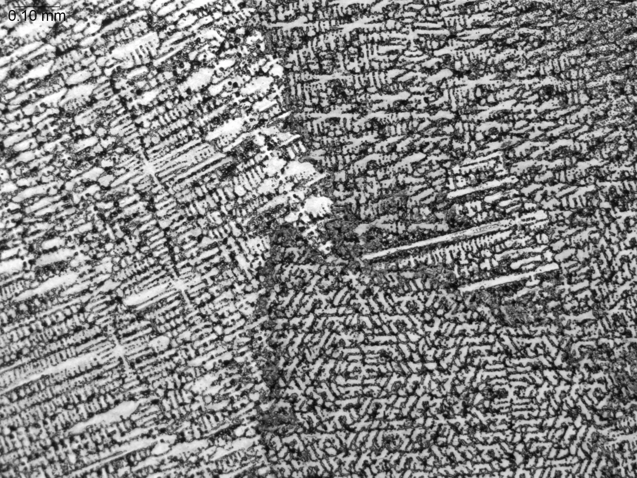 C93200 Bearing Bronze, etched 100X, metallographic microstructural examination analyzing lead distribution, tin-rich copper phases, and dendritic alloy solidification networks per ASTM E3 and ASTM B846 under ISO 17025 accredited laboratory standards.