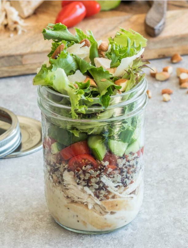 Chicken Caesar Mason Jar Salad (43g protein!)