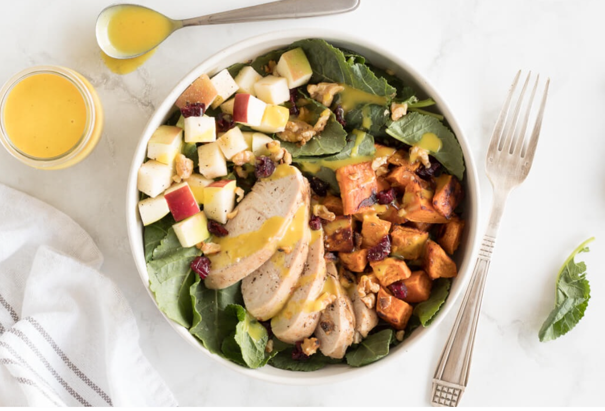 Turkey Harvest Salad with Honey Mustard Dressing