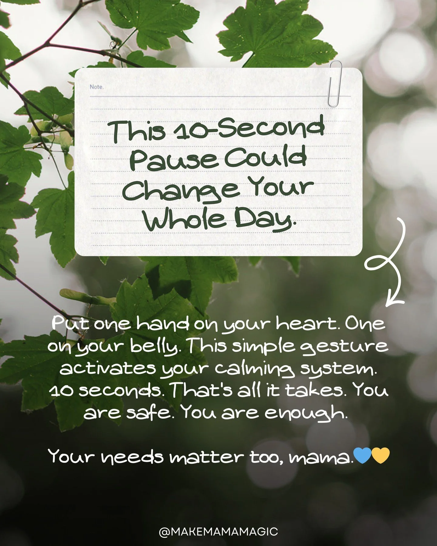 This 10-Second Pause Could Change Your Whole Day.

It's like what they tell you to do with the oxygen mask on the plane. Put on your own oxygen mask before you help others. If you don't ensure your needs are met, it'll be difficult or impossible for 