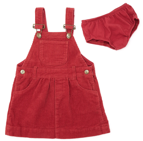 Red cord dunagrees with bloomers