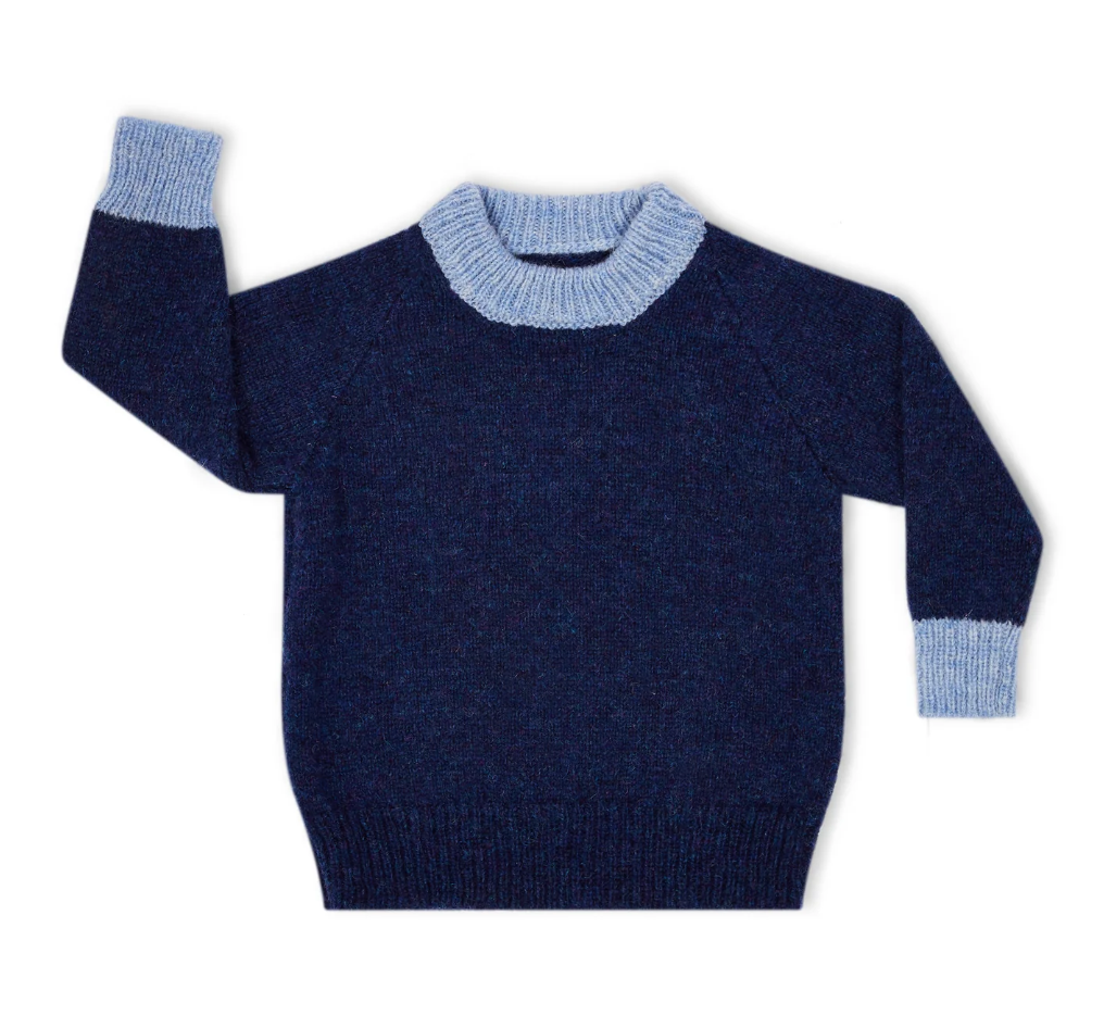 contrast shetland wool kids jumper