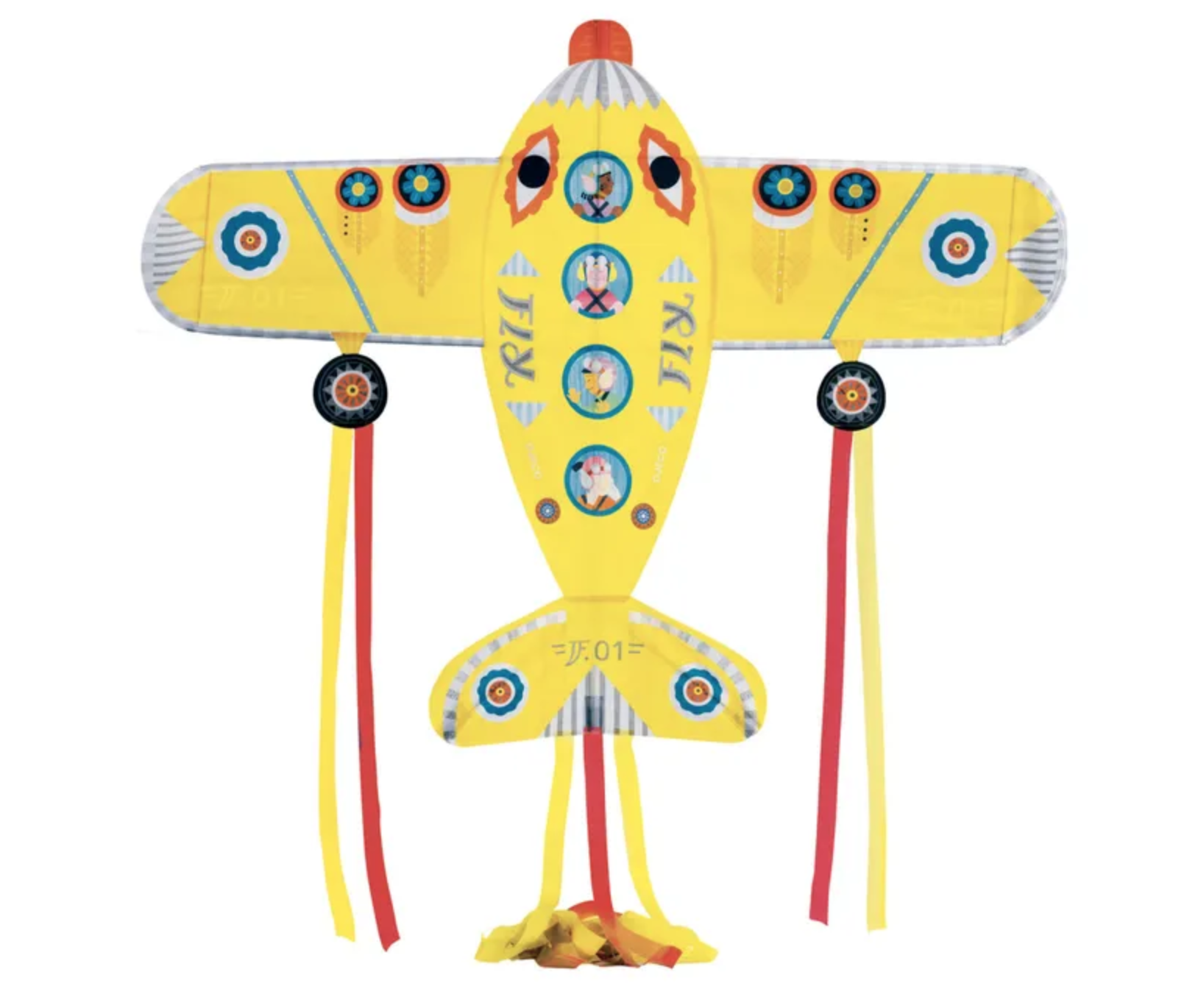 plane kite kids djeco yellow