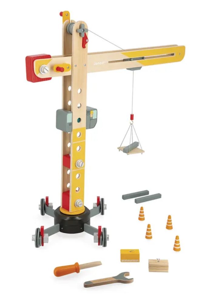 wood toy crane big large janod