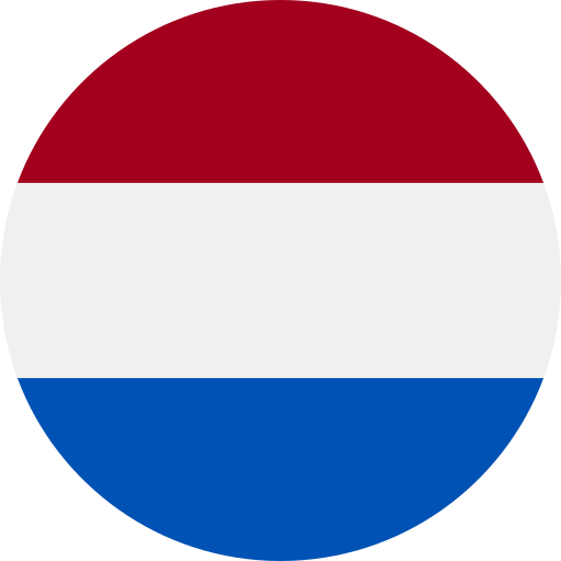 Een ronde vlag met horizontale strepen in de kleuren rood, wit en blauw.