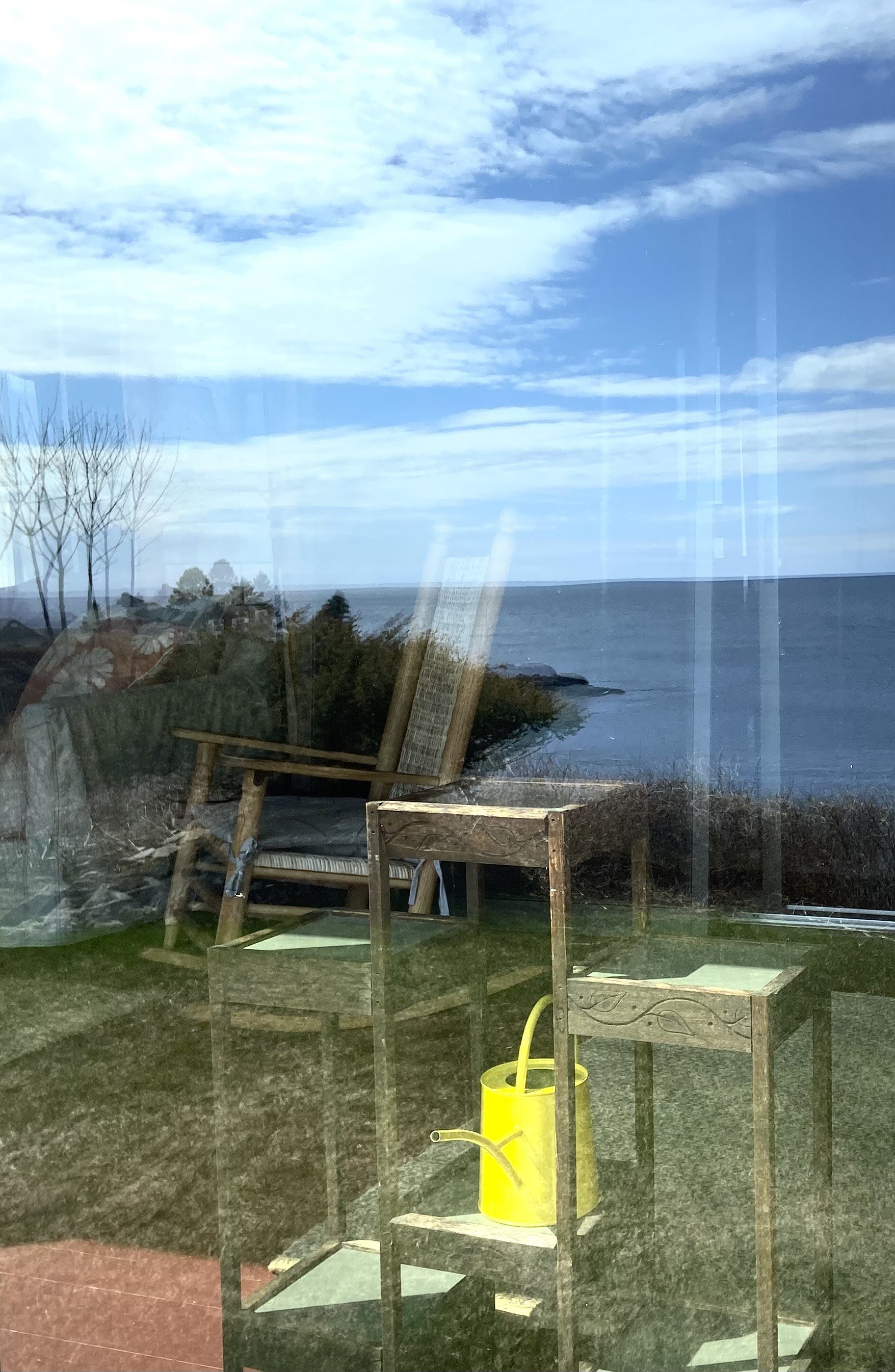 An inside-outside view of the water and islands, Great Island, ME