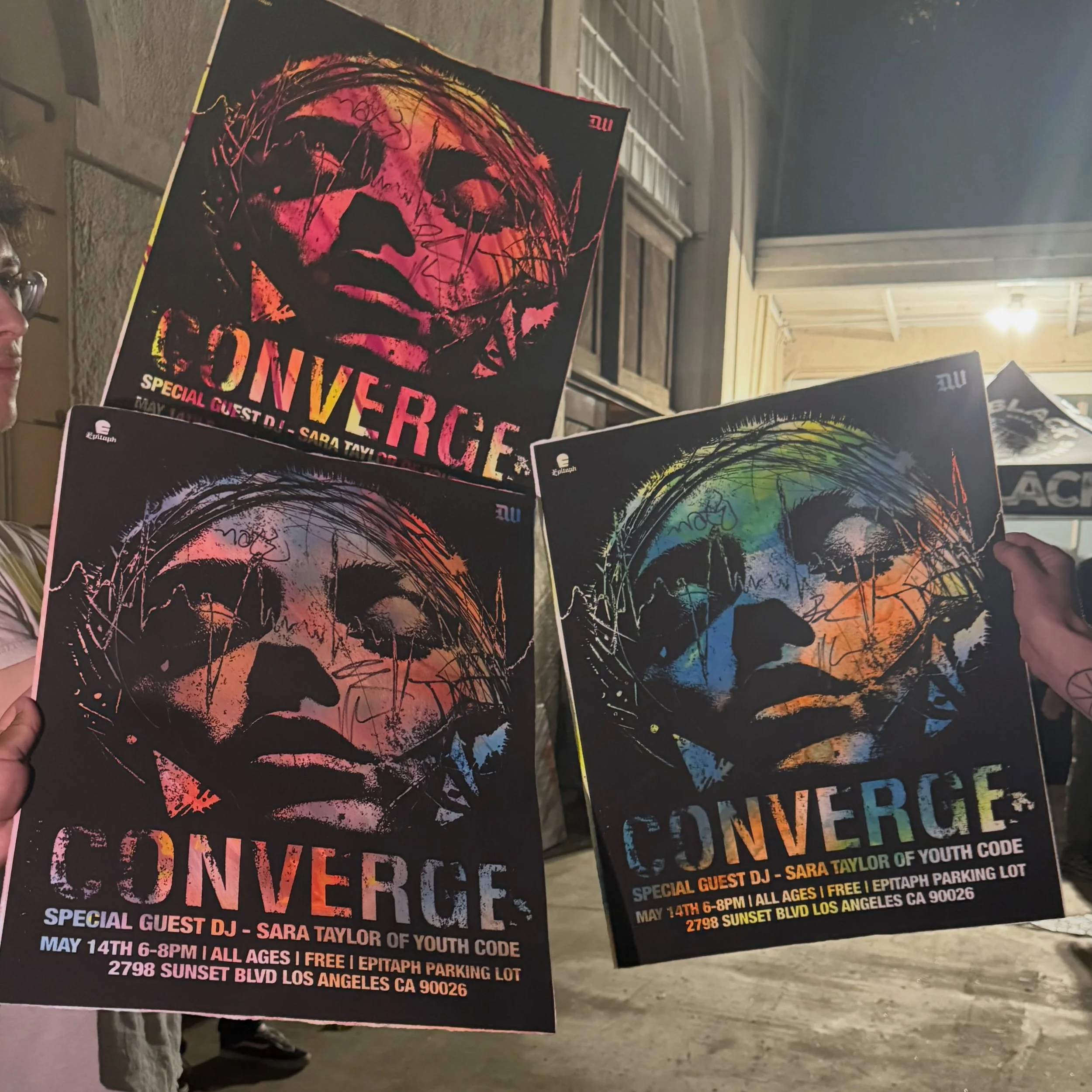 Killer night printing Posters ON SITE at the Converge gig in the @epitaphrecords parking lot. Here are just a few of the 1 of 1 custom prints that came out last night.